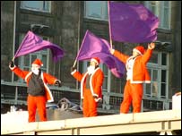 Three of the Santa protesters