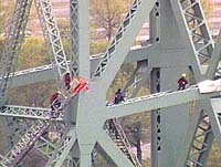 Protester on Jacques Cartier bridge