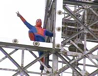 Spider-Man protest on Mount Royal cross