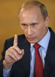 Russian Prime Minister Vladimir Putin seen during his interview with CNN in Moscow on Thursday.